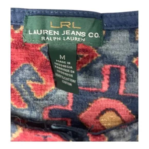Vintage Lauren Ralph Lauren Jeans Co Women’s Southwest Aztec Tribal Henley Shirt - Picture 2 of 3